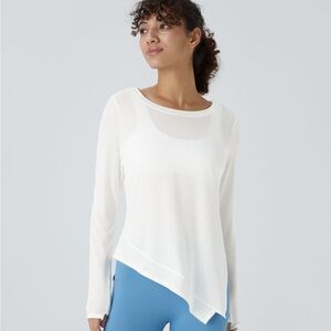 NWT Halara Sheer Split Asymmetric Hem Jacquard Yoga Sports Top